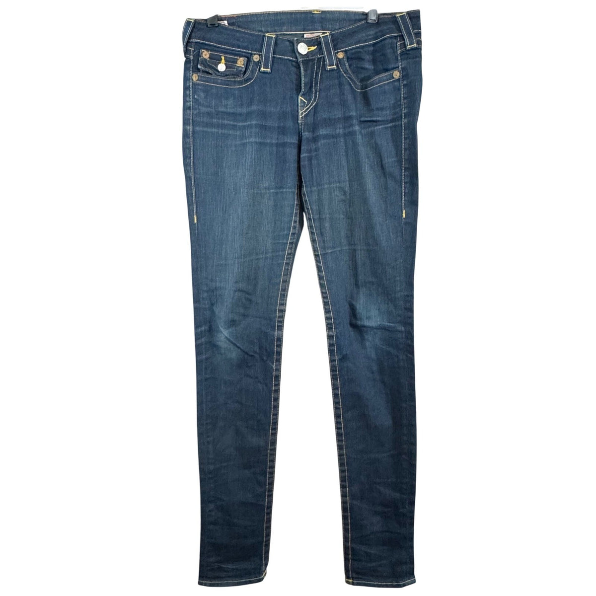 Y2K True Religion Jodie Skinny Jeans Womens 29 Dark Wash Low Rise Flap Pocket