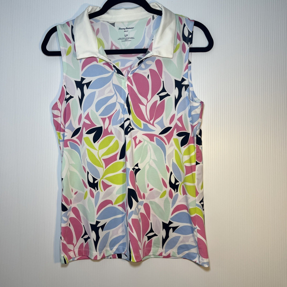 Tommy Bahama Golf Tennis Top Sleeveless Pink Blue Floral Tropical Sz Small