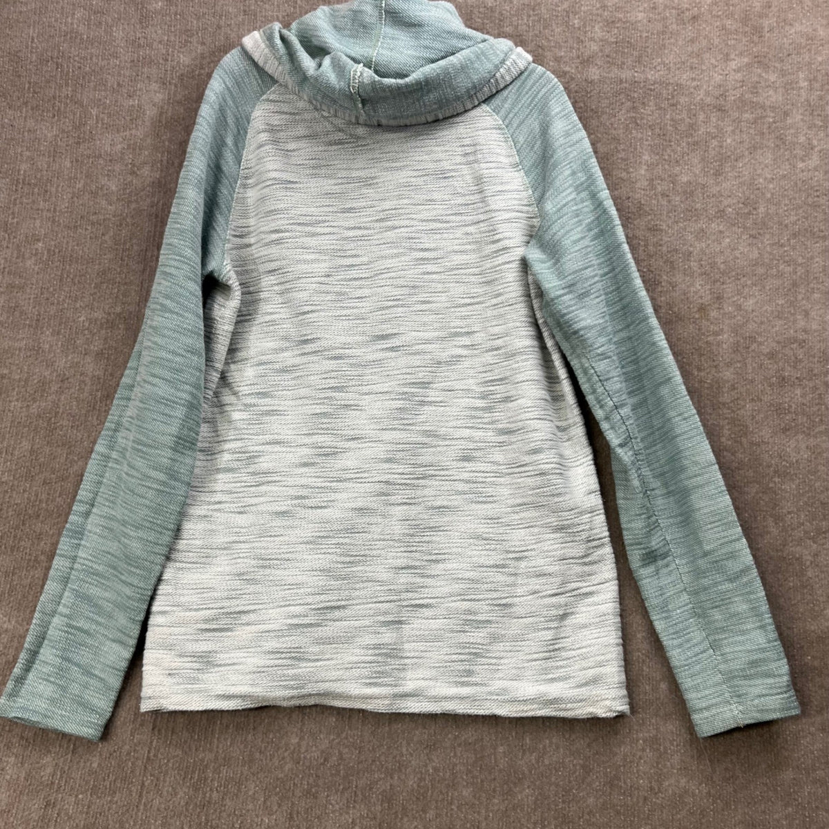 Free Planet Womens Large Hoodie Pullover Blue Green Textured Casual Top