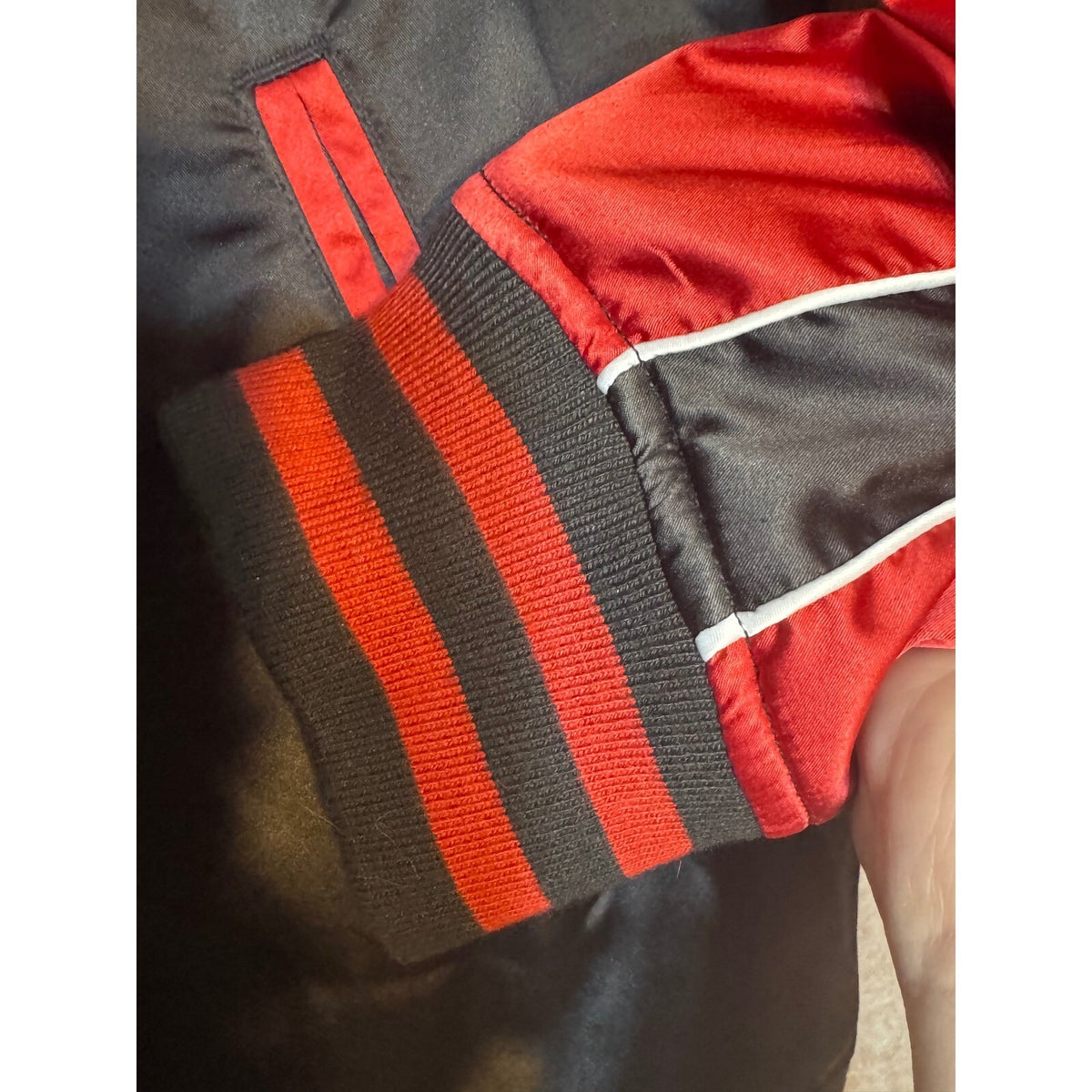 Marvel Deadpool Bomber Jacket Adult Small Black Red Satin Embroidered Gorpcore