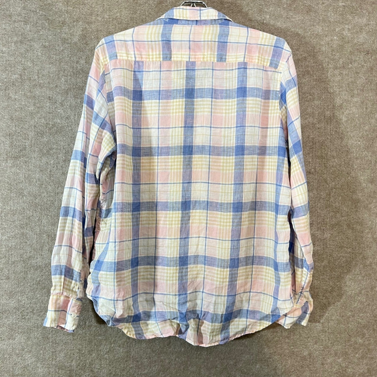 Frank & Eileen Linen Eileen Button Up Women XS Pink Blue Plaid Coastal Preppy