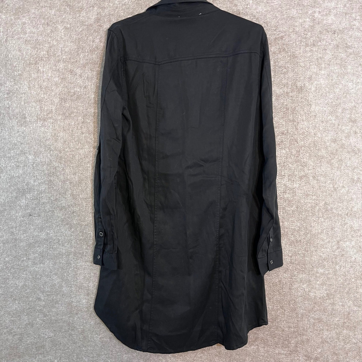 LOVESTITCH Button Down Tunic Shirt Womens Large Black Tencel Utility Gorpcore