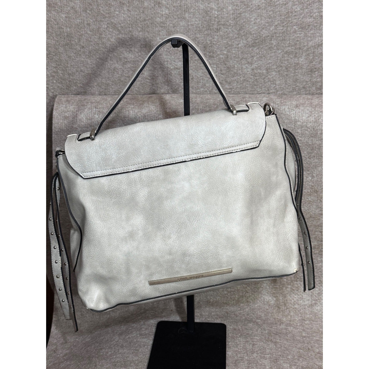 Steve Madden Satchel Shoulder Bag Oversized Faux Leather Braided Whipstitch Boho