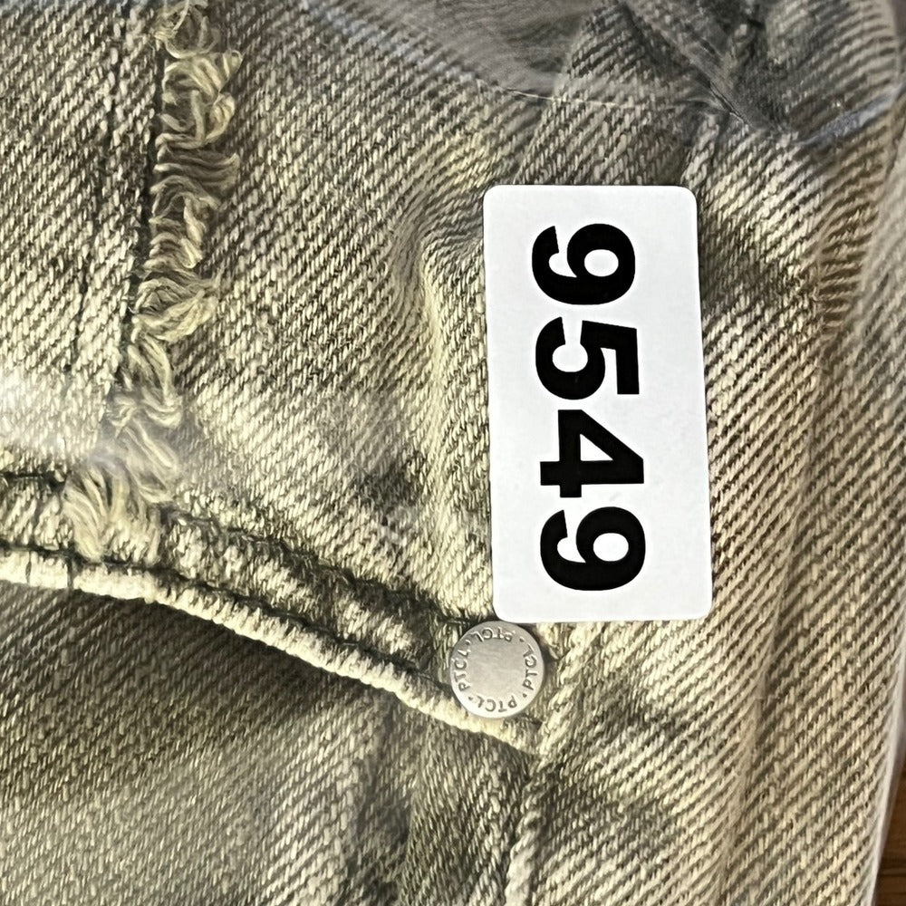 PTCL Ethikal Wide Leg Jeans Women 28 Olive Green Frayed Seam Raw Hem Grunge
