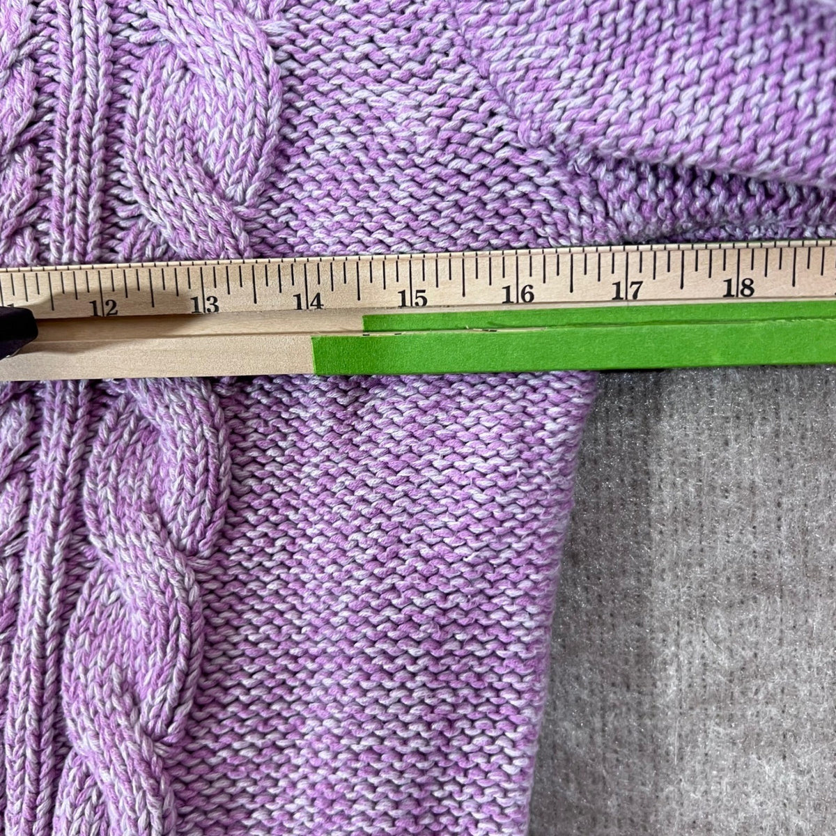 LL Bean Cable Knit Sweater Womens Medium Purple Cotton Marled Coastal Grandma