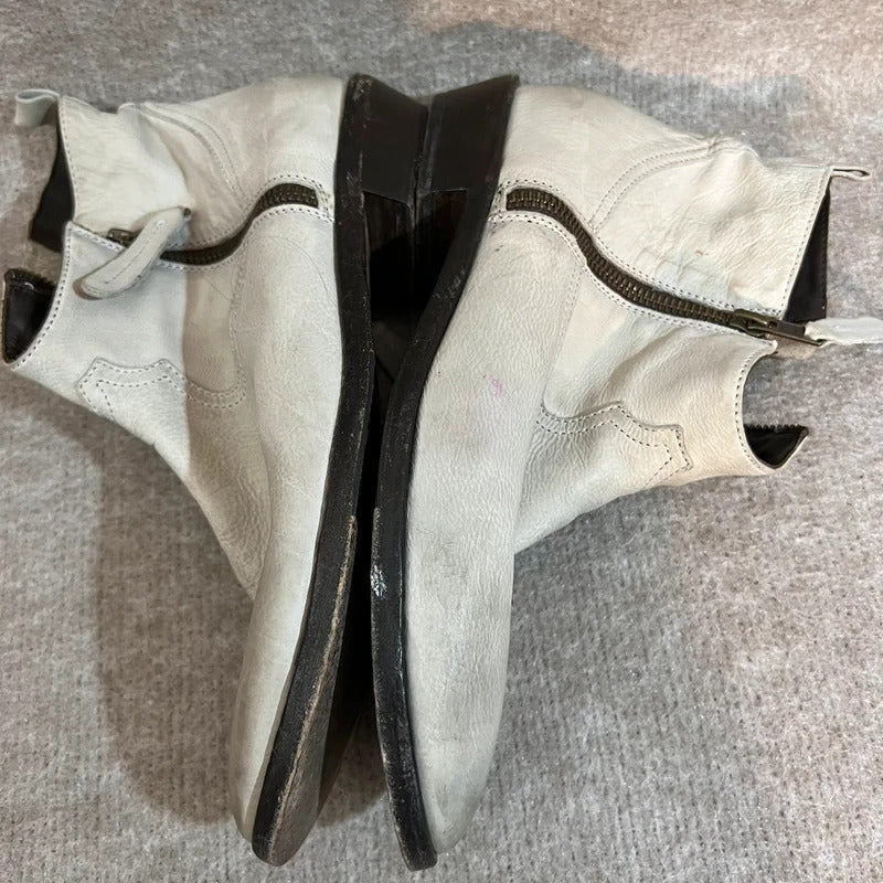 Freebird by Steven Off White Leather Zip Booties EU 39