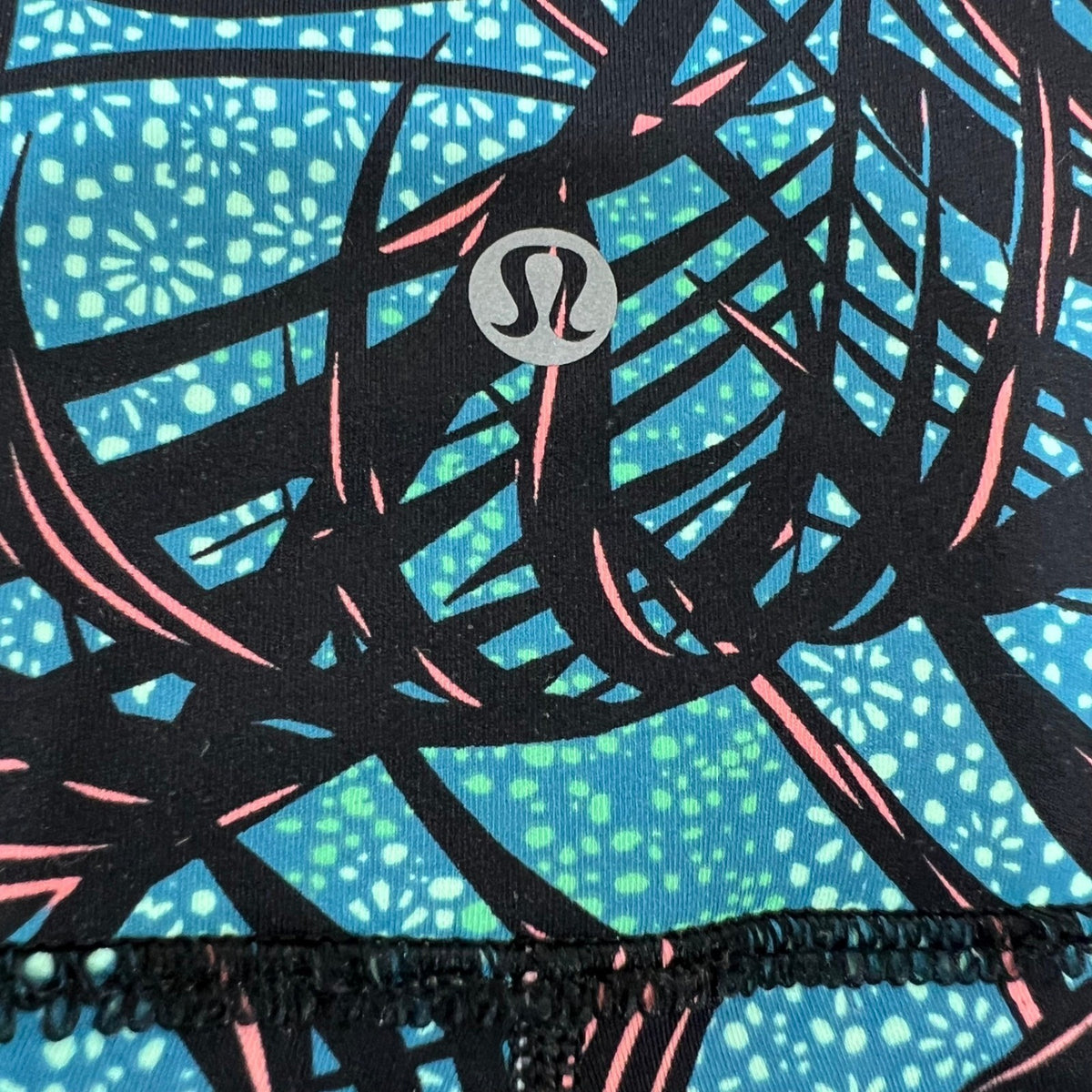 Lululemon Leggings Womens 8 Blue Palm Print High Rise Yoga Athletic