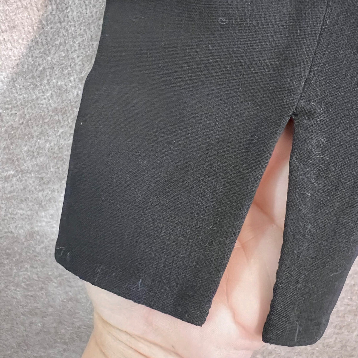 Max Mara Jacket Womens 8 Black Virgin Wool Hand Sewn Asymmetric Office Chic