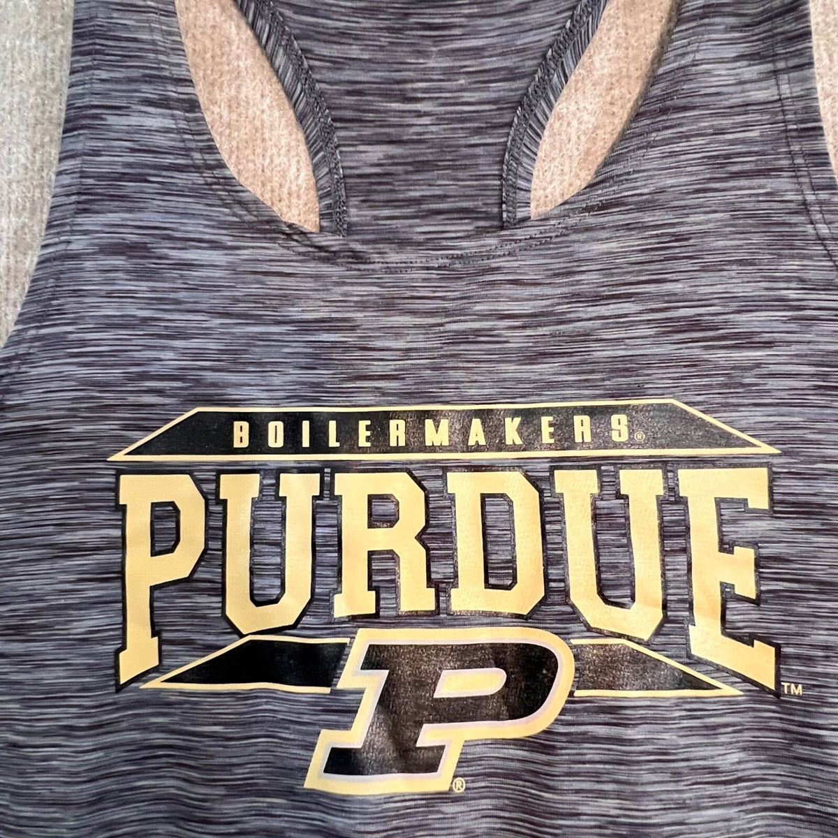 Sideline Apparel Purdue Boilermakers Tank Top Women Lg Gray Space Dye Athletic