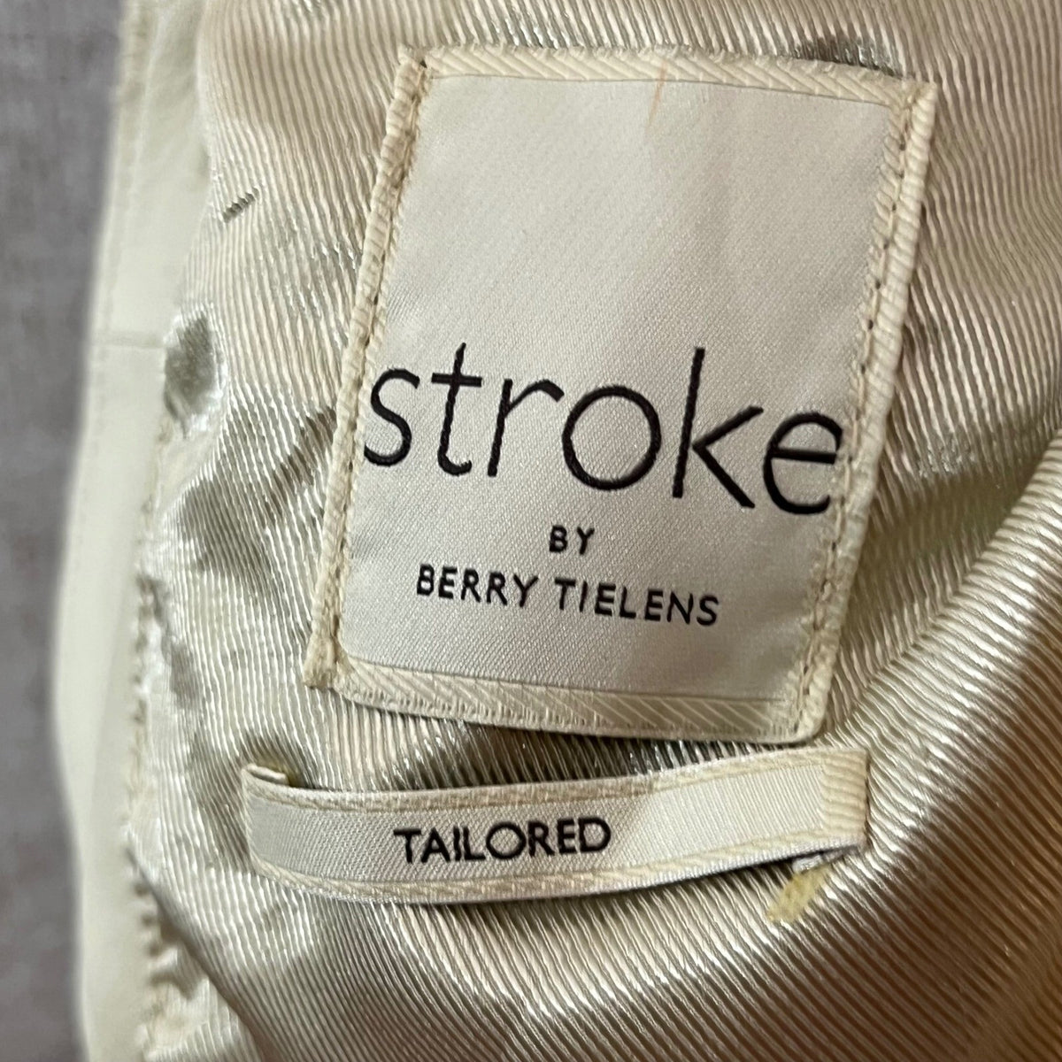 Stroke by Berry Tielens Leather Blazer Womens 44 Cream Elbow Patch Jacket READ