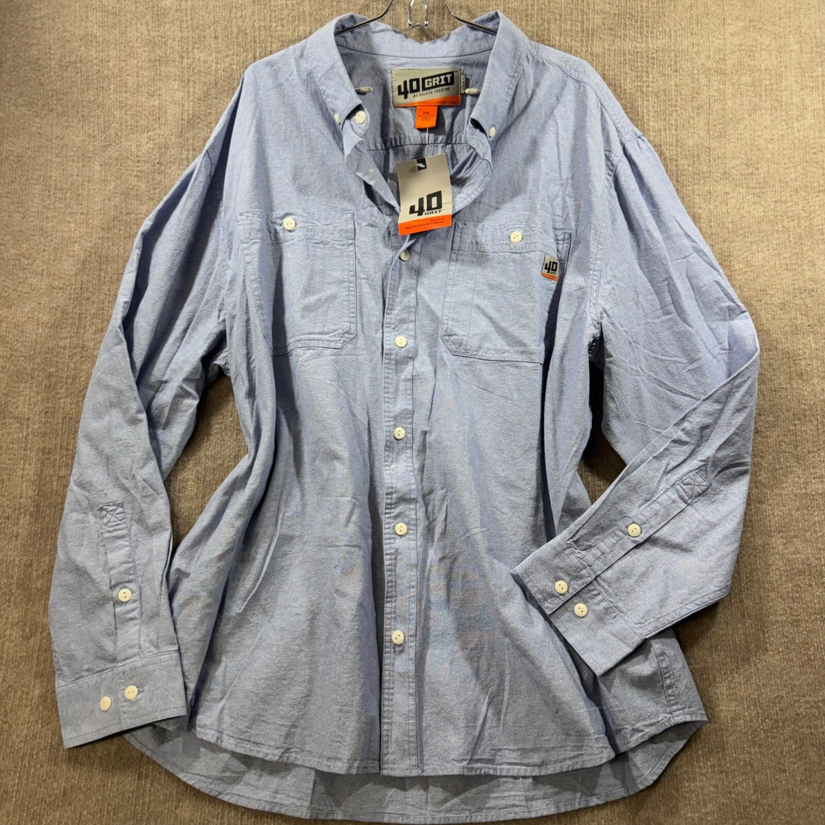 40 Grit by Duluth Trading Co Standard Fit Long Sleeve Button Up Shirt Blue 2XL