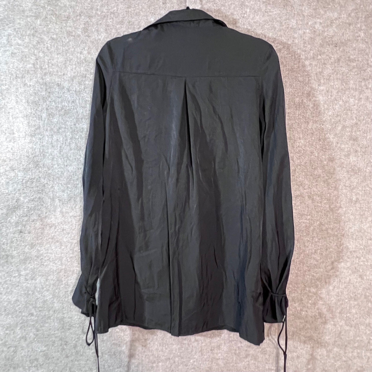 Princess Polly Button Down Shirt Womens 2 Black Tie Cuff Long Sleeve Goth Chic
