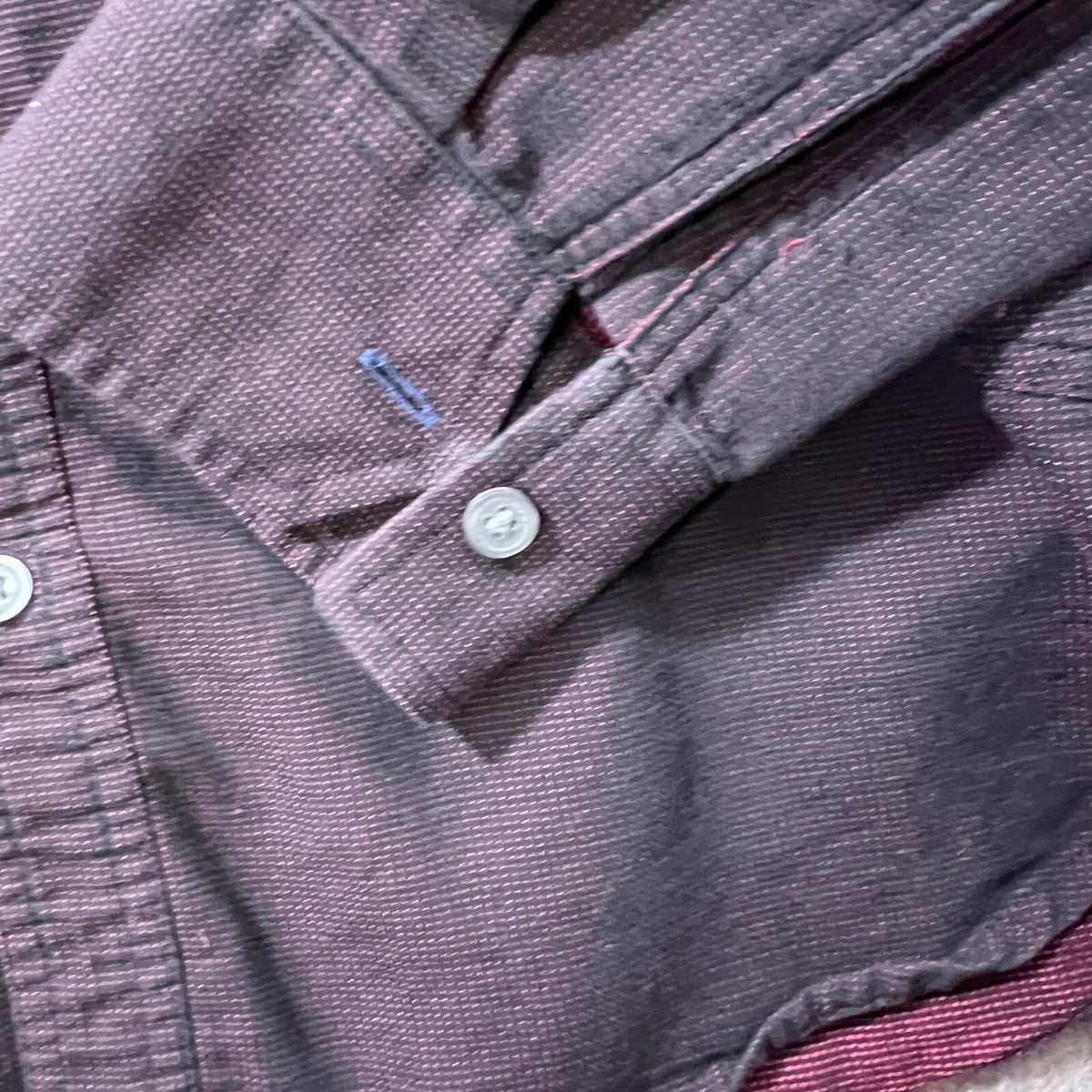 Armani Exchange Mens Button Down Shirt Dark Red Long Sleeve M