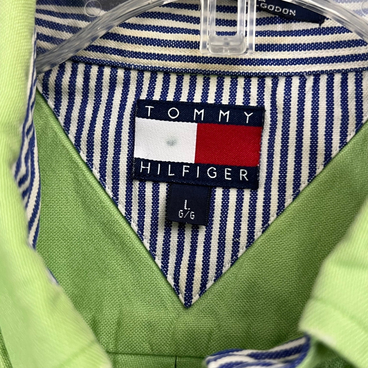 Tommy Hilfiger Mens L Long Sleeve Button Down Shirt Casual Green Cotton
