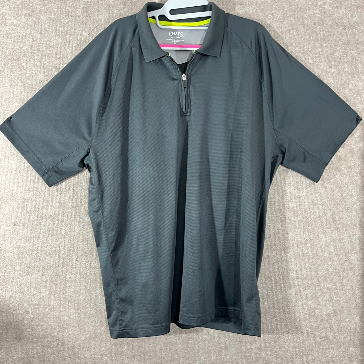 Chaps Quarter Zip Polo Shirt Mens XL Gray Performance Stretchy Gorpcore
