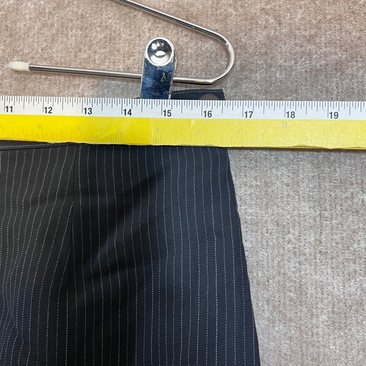 Giorgio Armani Pinstripe Pencil Skirt Women 10 Black Wool Blend Office Corporate