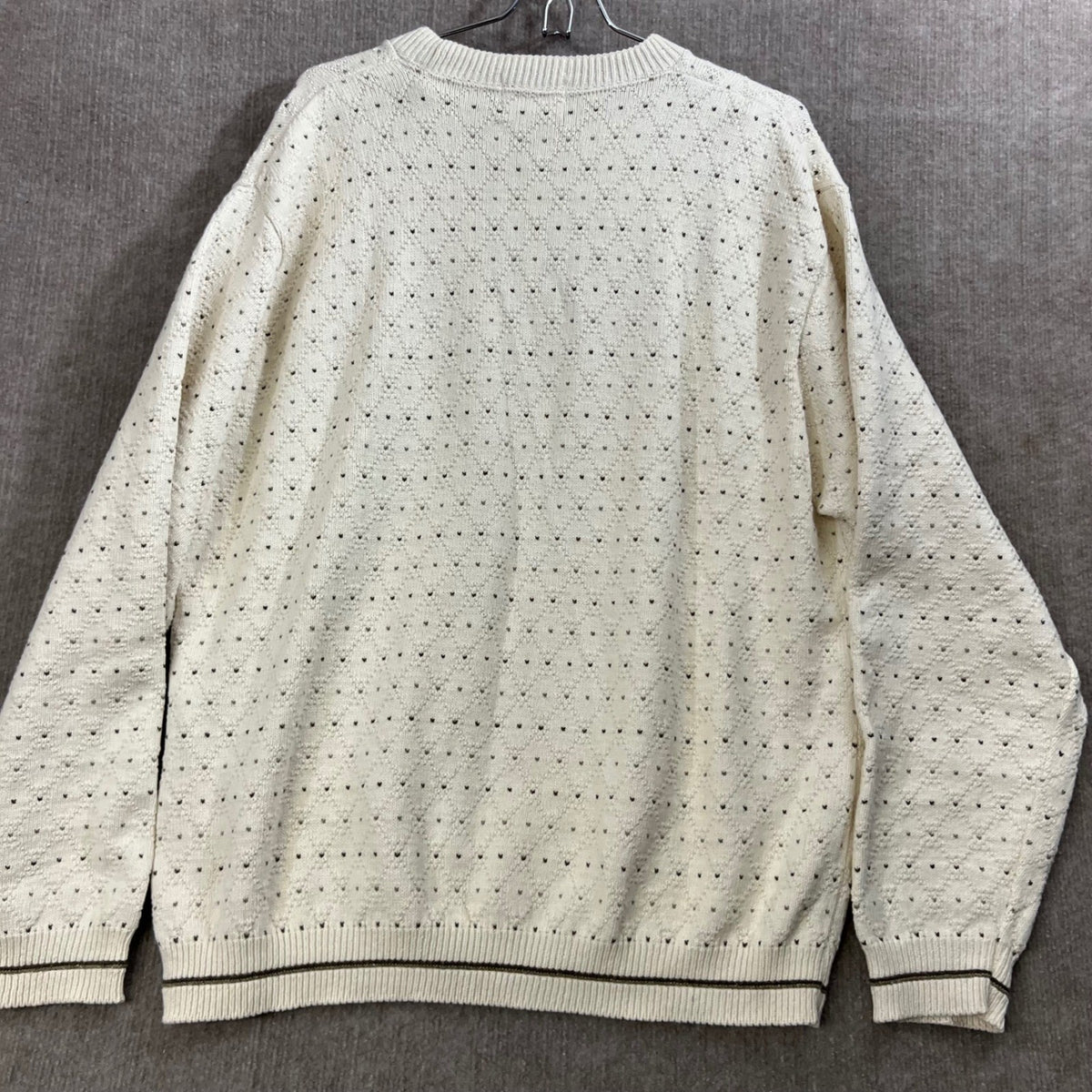 Haggar Tour Mens XL Cream Knit Sweater Cotton Golf Diamond Logo Pullover