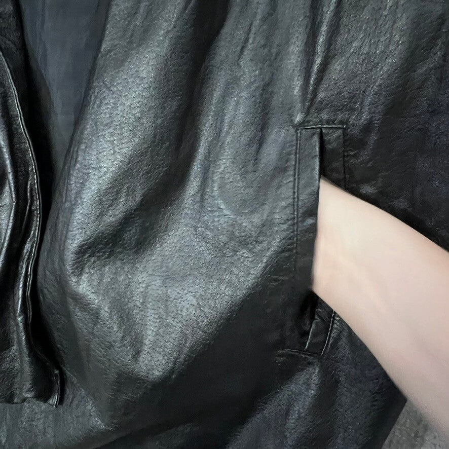 DANY New York Leather Trench Coat Belted Black Medium Womens Jacket