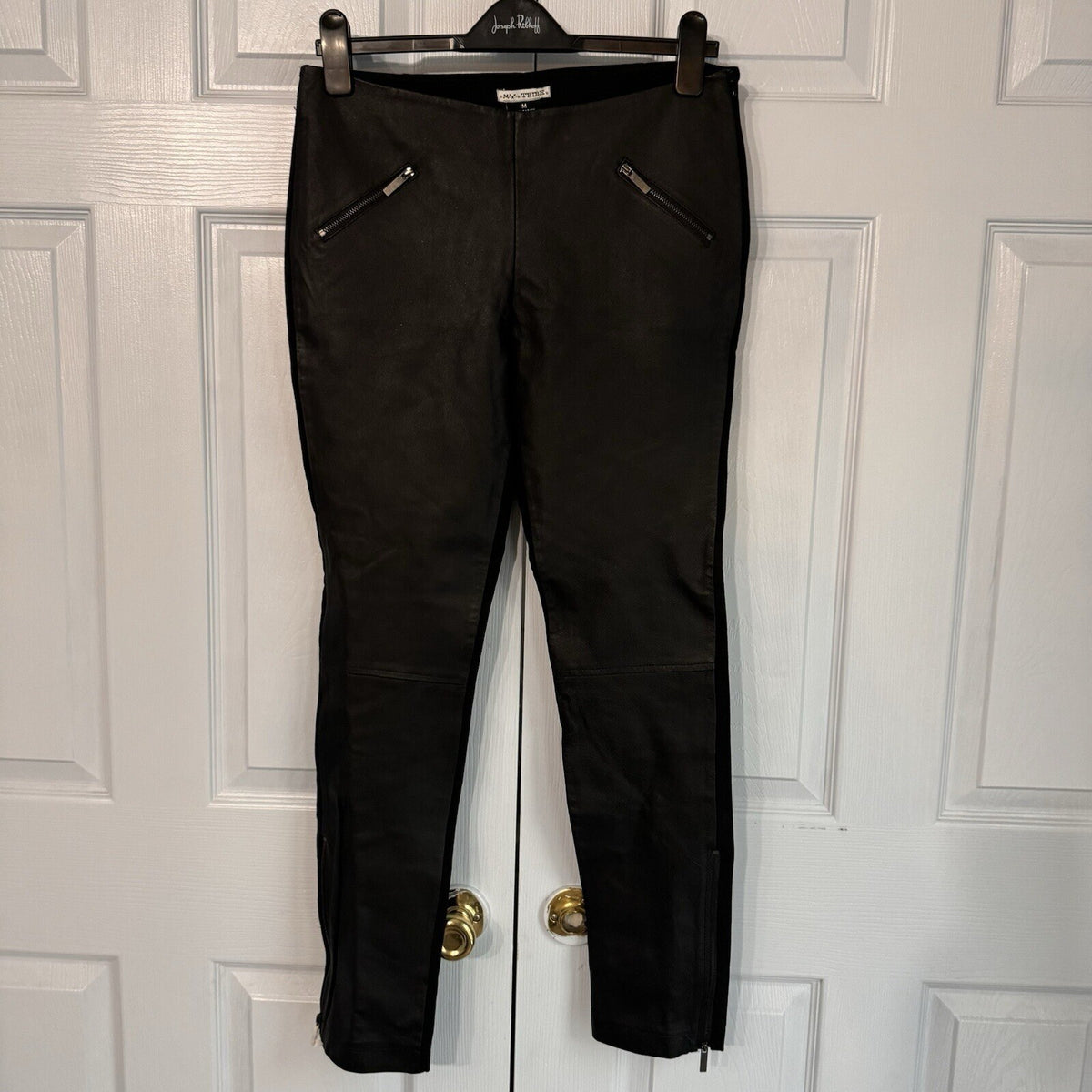My Tribe Leather Leggings Womens M Black Moto Skinny Biker Minimalist