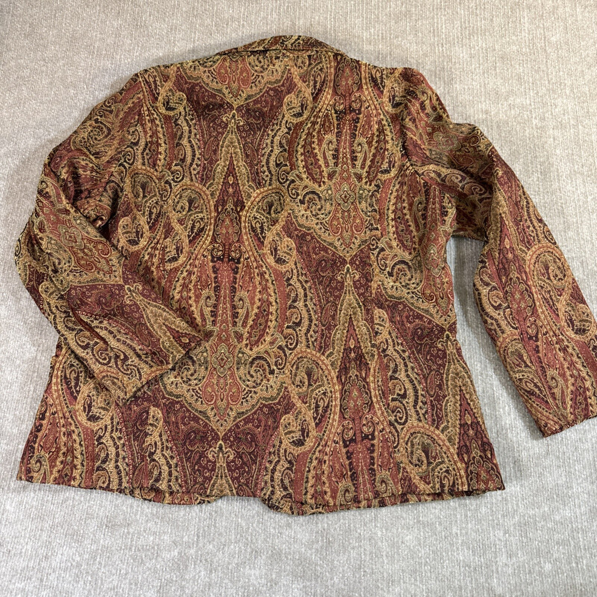 Bon Worth Women Blazer L Paisley Brocade Tapestry Boho zip