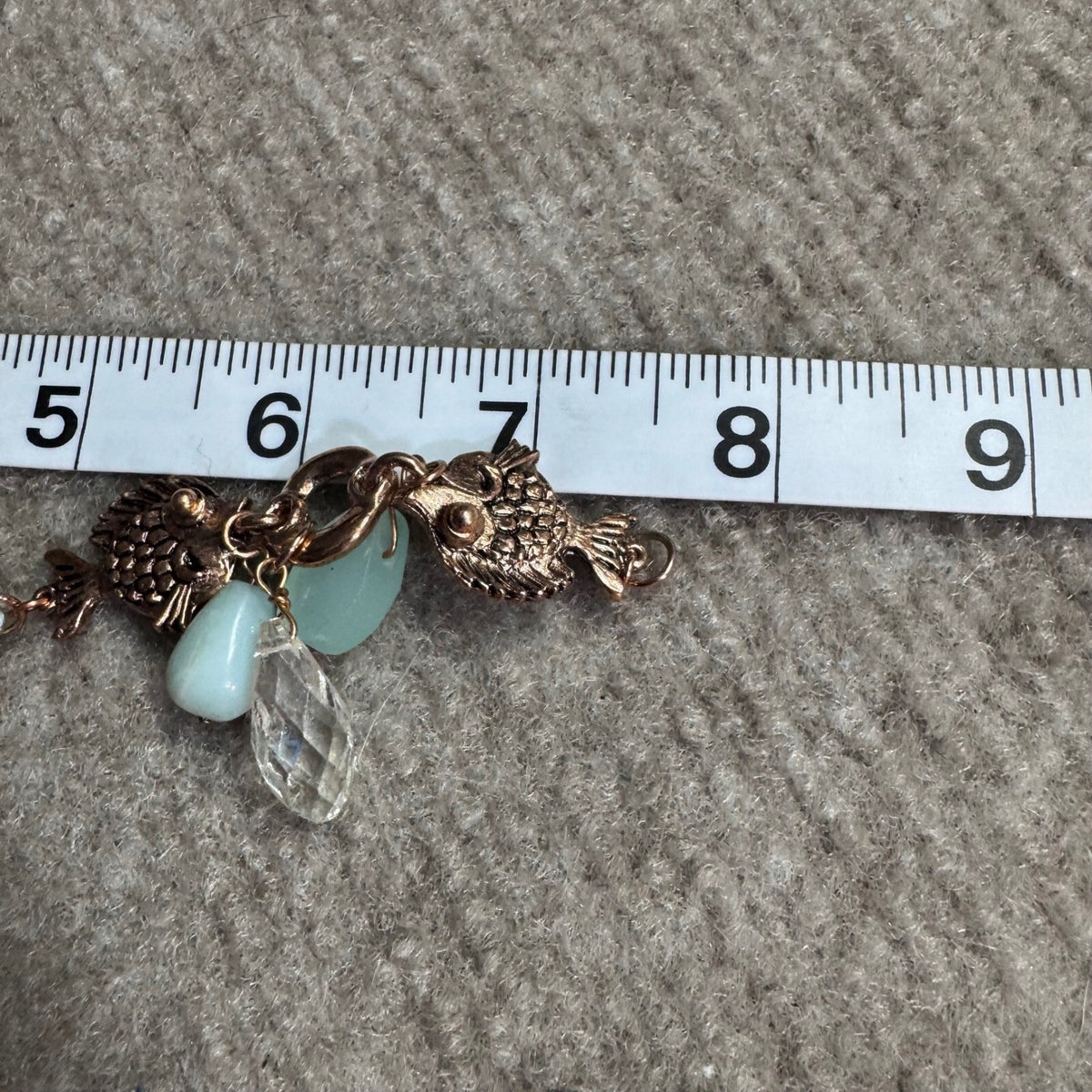 Tanya Creations Fish Charm Braided Bracelet Womens OS Mint Green Copper Beachy