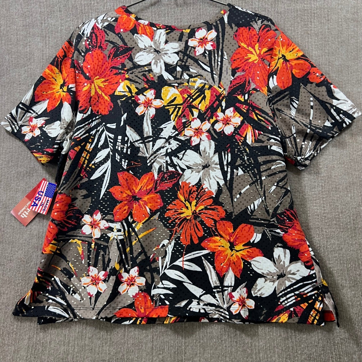 Bon Worth Black Floral Print V Neck Petite Short Sleeve Top LP