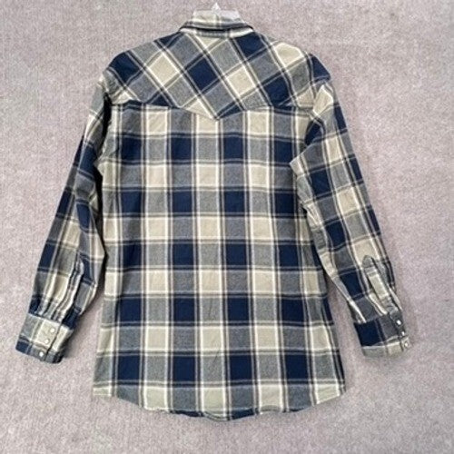 Work n Sport Plaid Flannel Shirt Mens LT Long Sleeve Western Style Blue