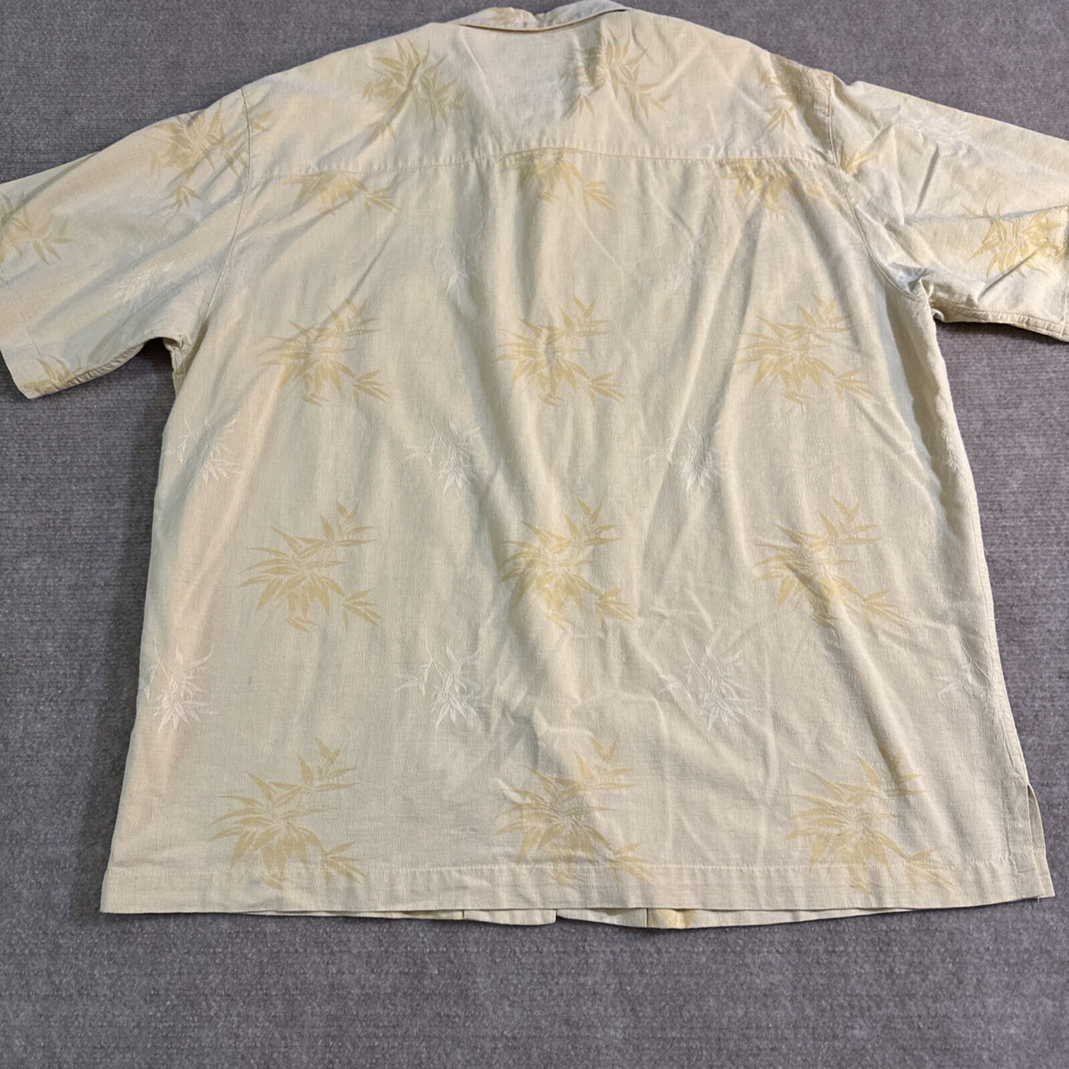 Boca Classics Island Wear Men XL Silk Blend Hawaiian Shirt Yellow Cork Button