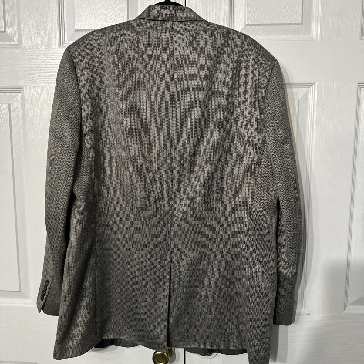 Chaps Ralph Lauren Gray Herringbone 46L 2 Button Blazer Notch Collar Single Vent