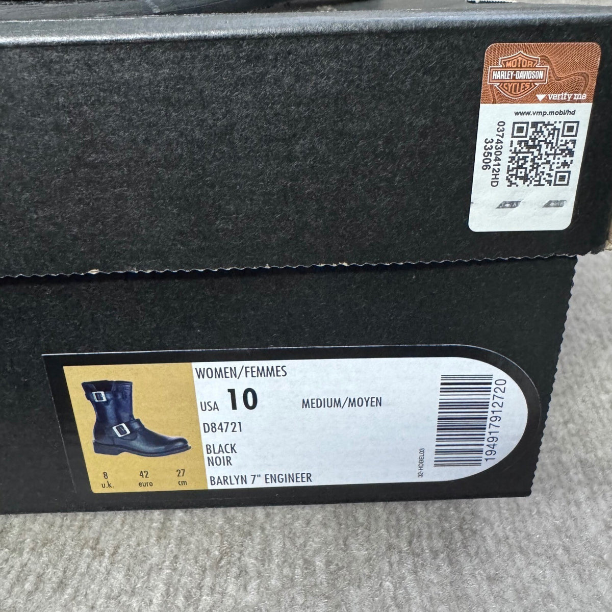 Harley Davidson Women's Barlyn Black Leather Engineer Boots Size 10