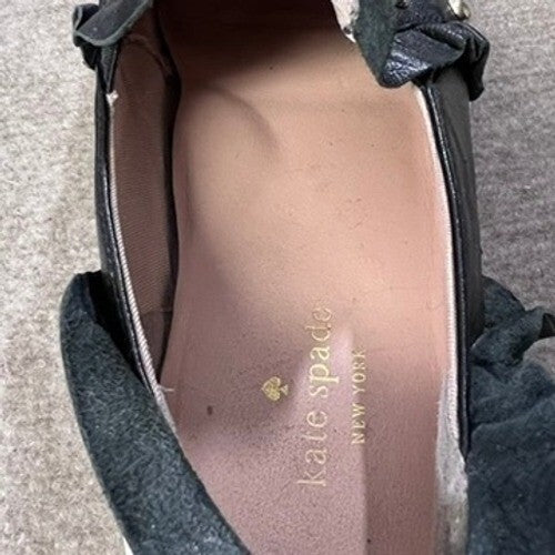 Kate Spade Sz 10 New York Black Leather Studded Ruffle Slip On Sneakers