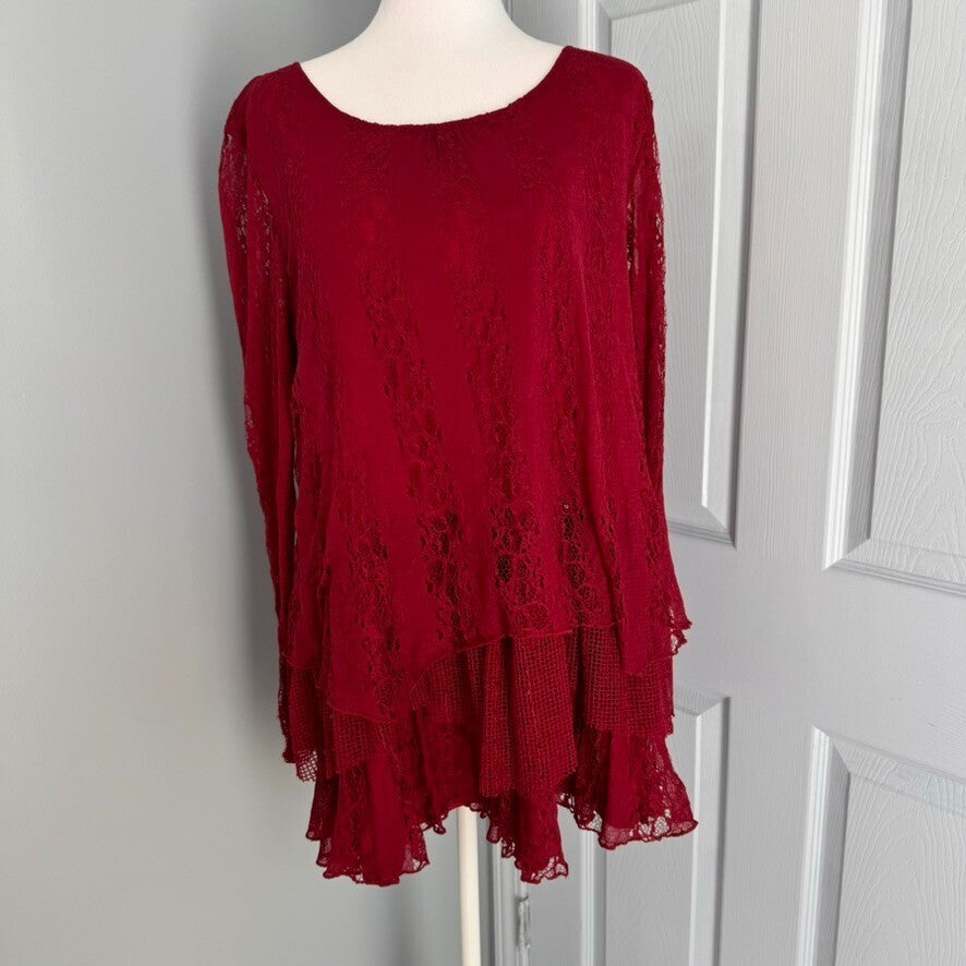 Indigo Soul Sz M Red Lace Mini Dress