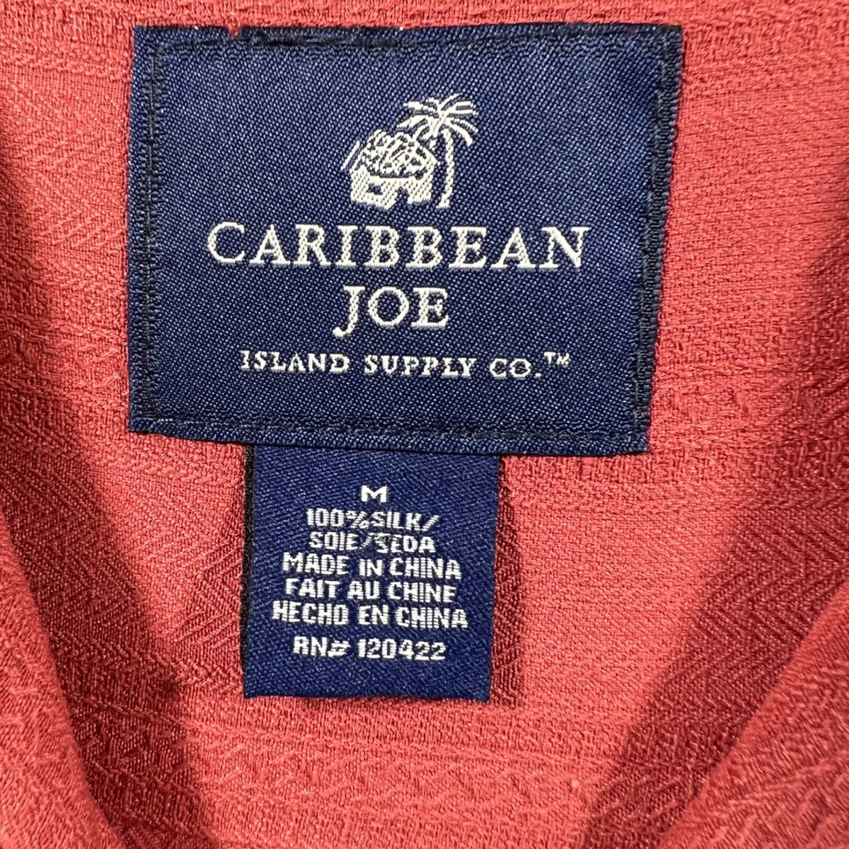 Caribbean Joe Mens Silk Short Sleeve Button Up Camp Aloha Shirt Coral M