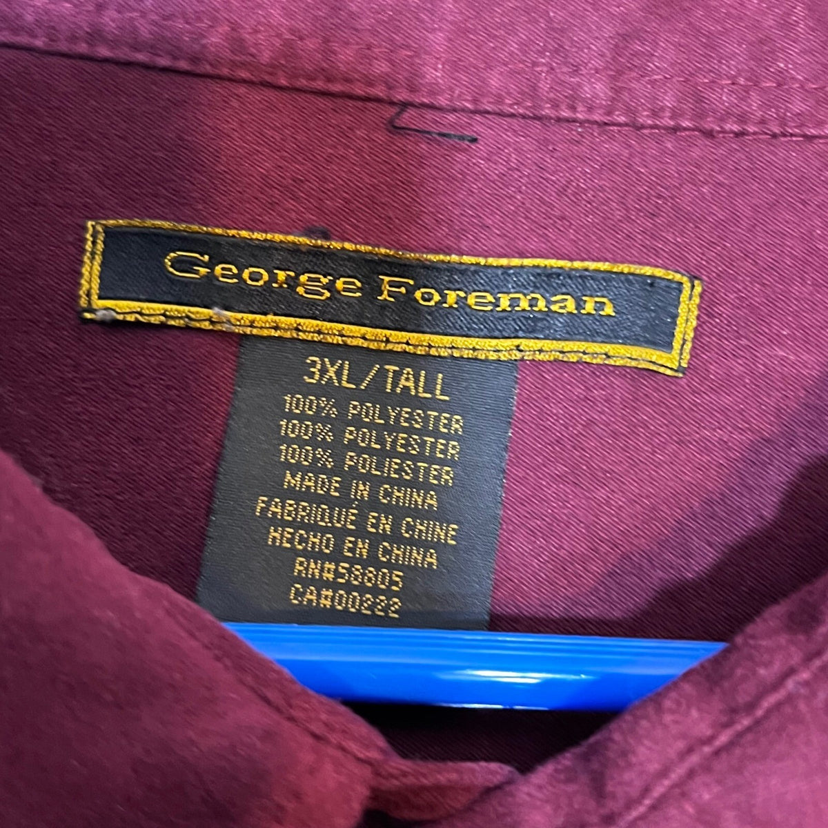 George Foreman Button Up Shirt Mens 3XL Tall Burgundy Faux Suede Long Sleeve