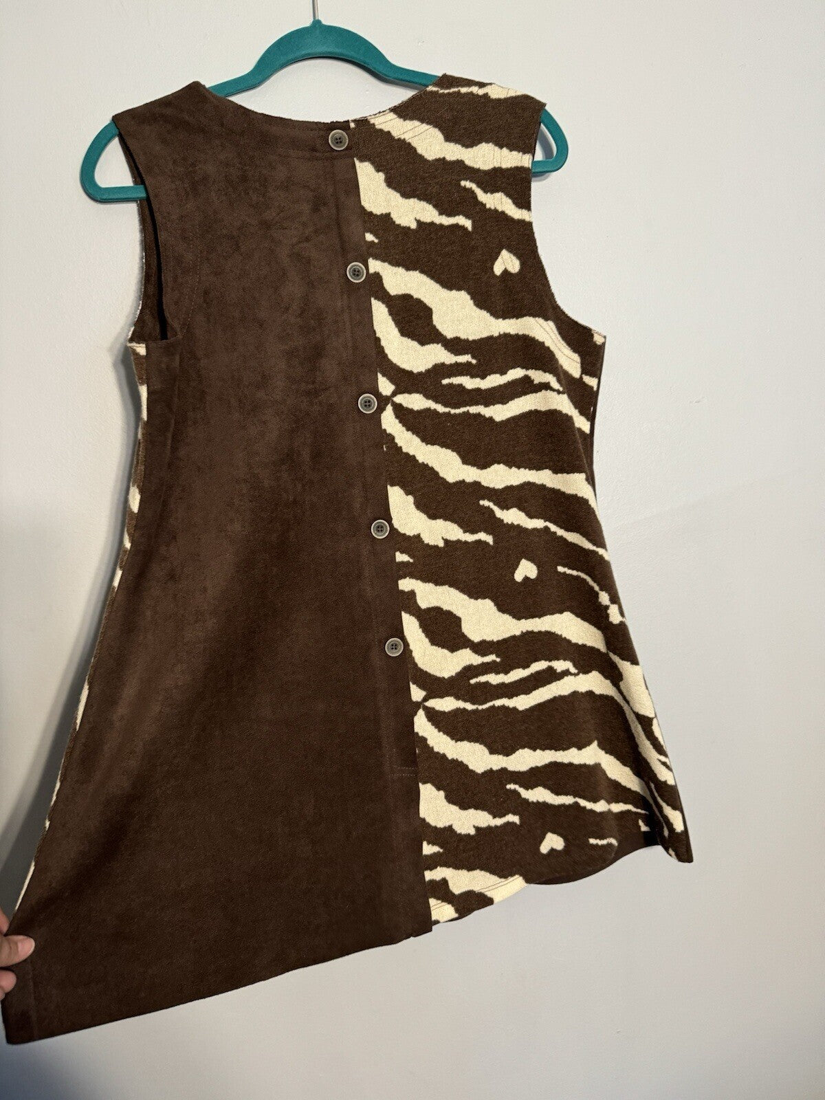 IC by Connie k Sz L Textured Color Block Longline Button Vest Lagenlook USA