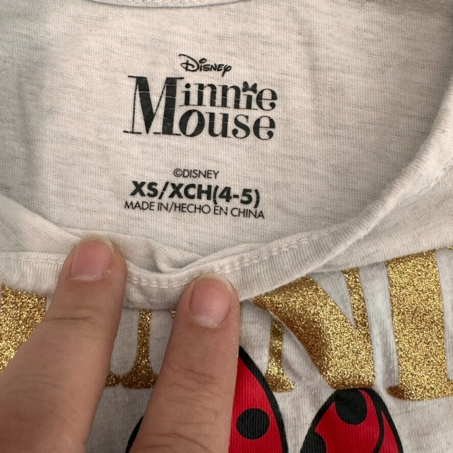 Minnie Glitter Kids Long Sleeve T XS/XCH (4-5)