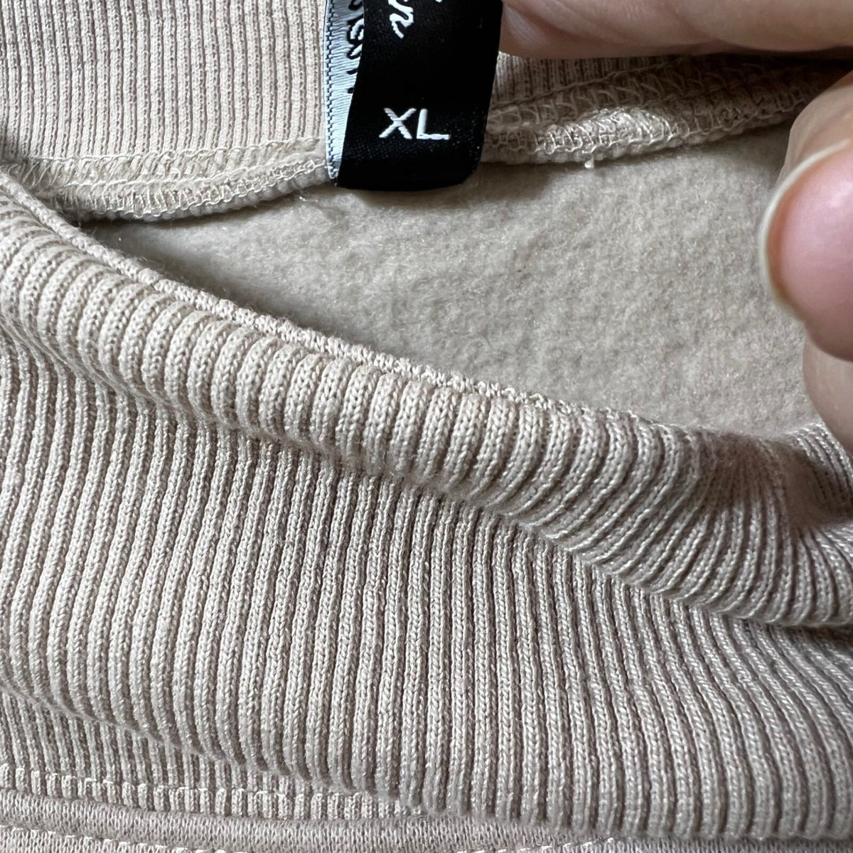 Trendy Queen Mock Neck Sweatshirt Pullover Oversize Beige XL Cotton Polyester
