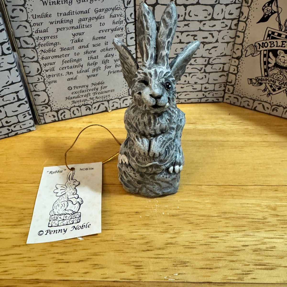 Vintage Penny Noble Winking Gargoyle Rabbit Figurine Small Grey Gothic Whimsical