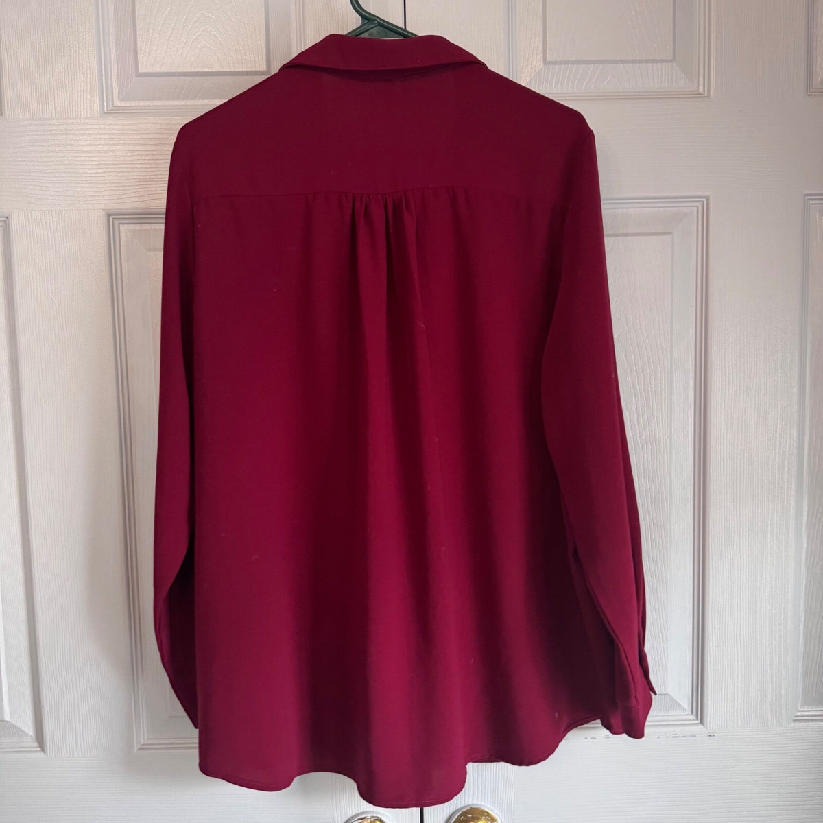 Halara Button Down Shirt Women XL Burgundy Long Sleeve Pocketed Career Chic