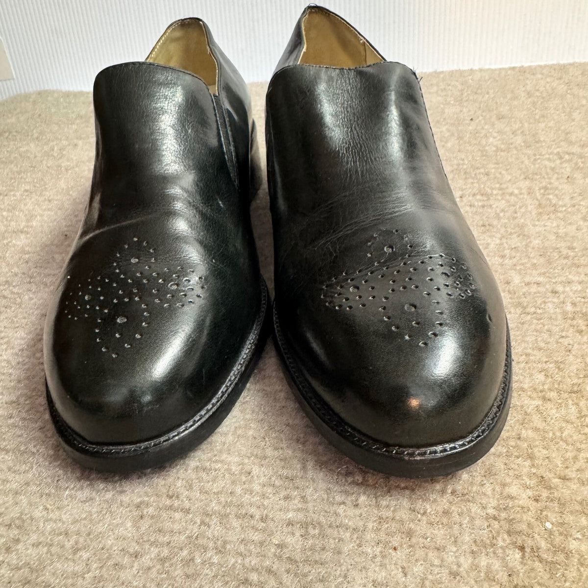 Ariat Leather Loafers Womens Black Brogue Detail Slip On Block Heel Classic