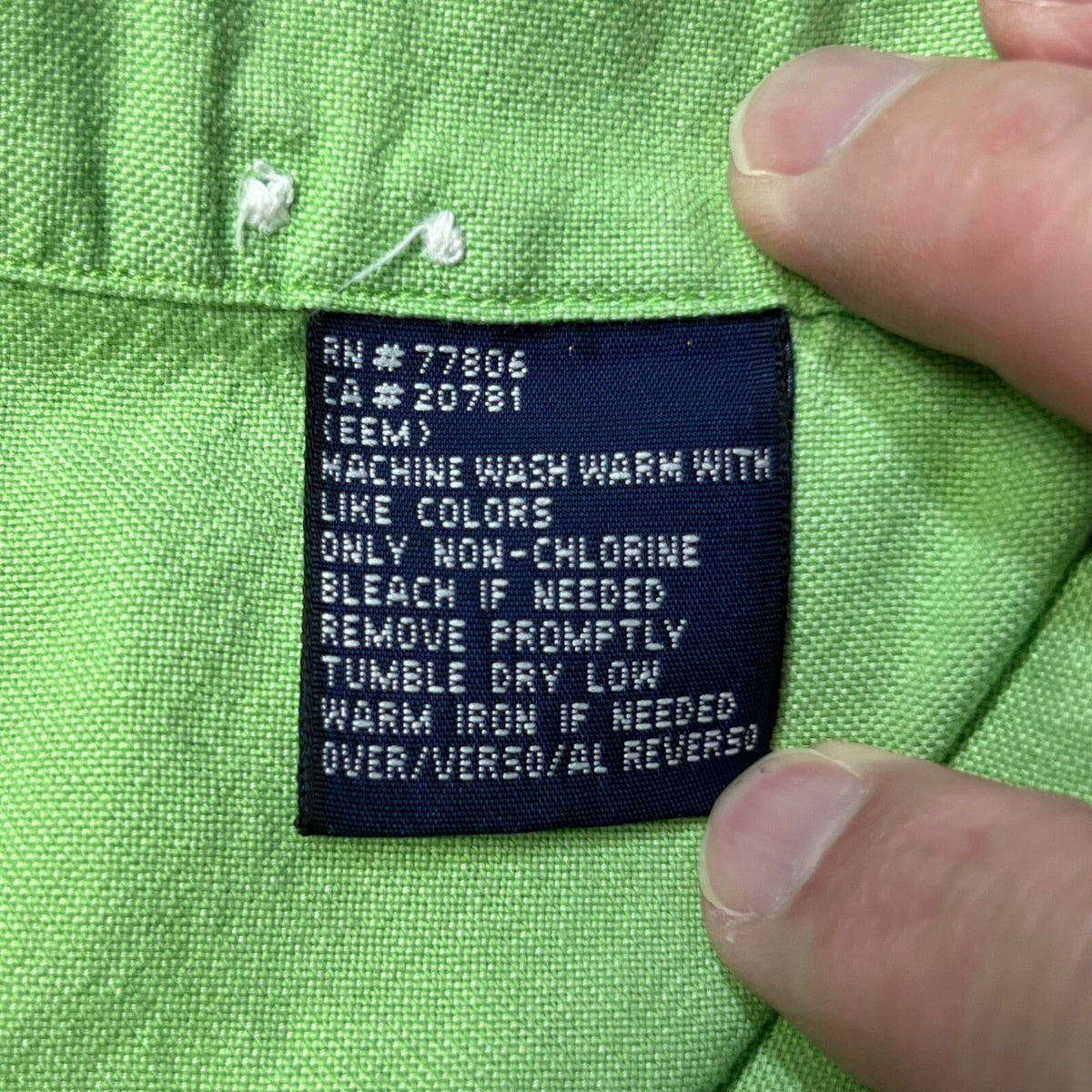 Tommy Hilfiger Mens L Long Sleeve Button Down Shirt Casual Green Cotton