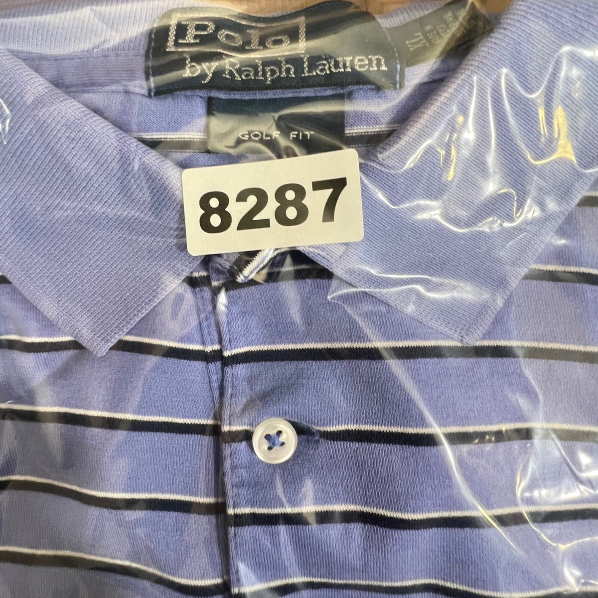 Polo Ralph Lauren Polo Shirt Mens XL Blue Stripe Golf Fit Short Sleeve Preppy