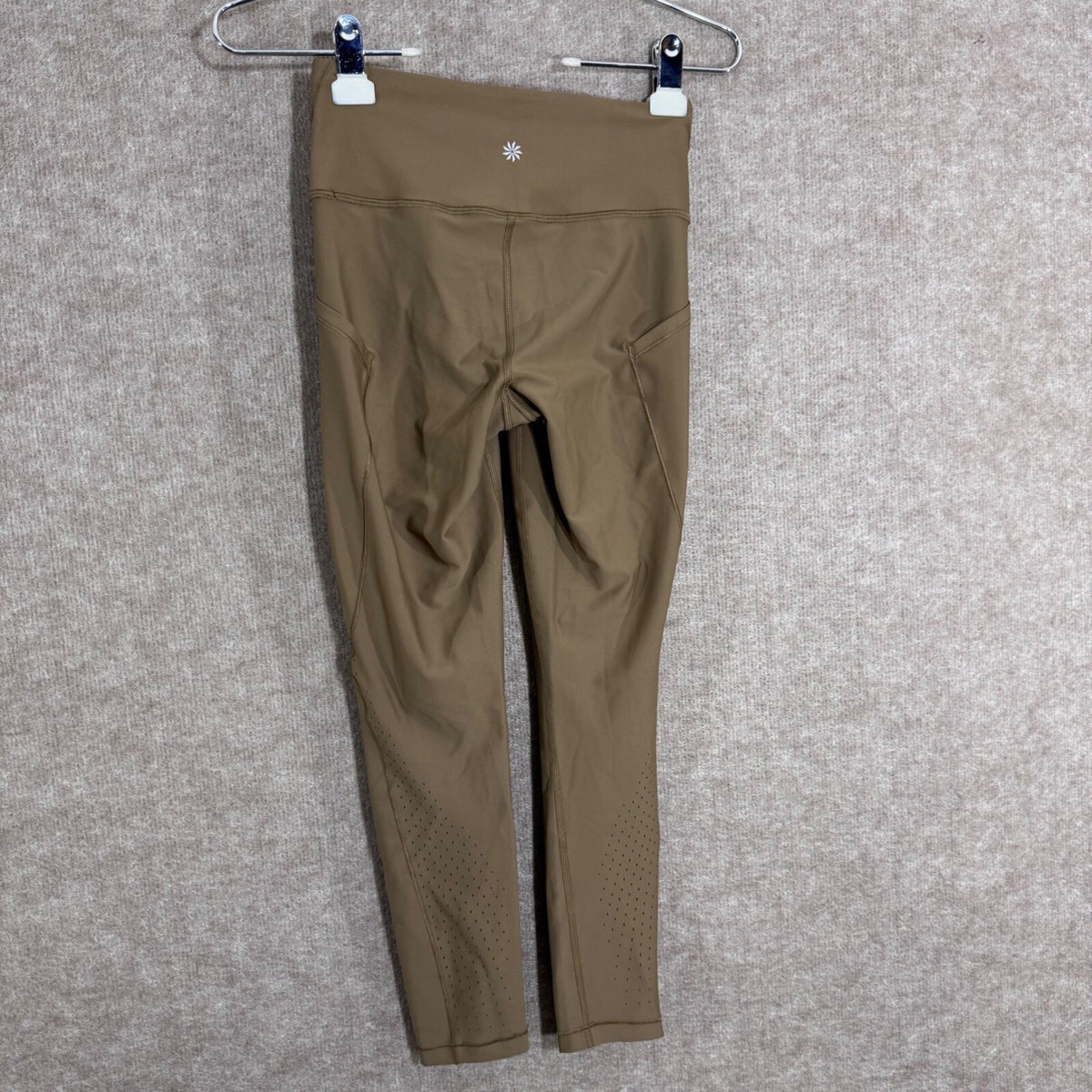 Athleta Interval Stash Lasercut 7/8 Tight Womens XS Brown Compression Leggings