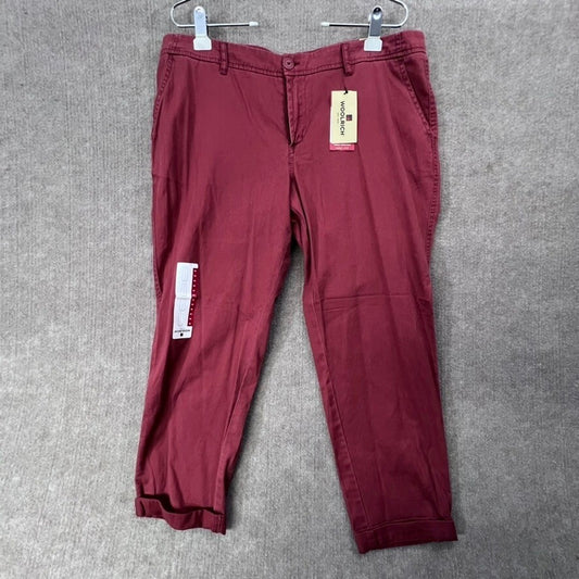 Woolrich Sunday Chino Pants Size 14 Red Clay Casual Relaxed Fit Cropped