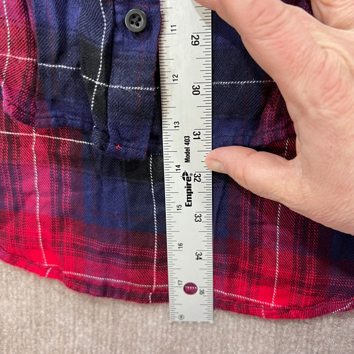 Cloth & Stone Plaid Button Down Long Sleeve Tunic Shirt Women's Size M Red Blue