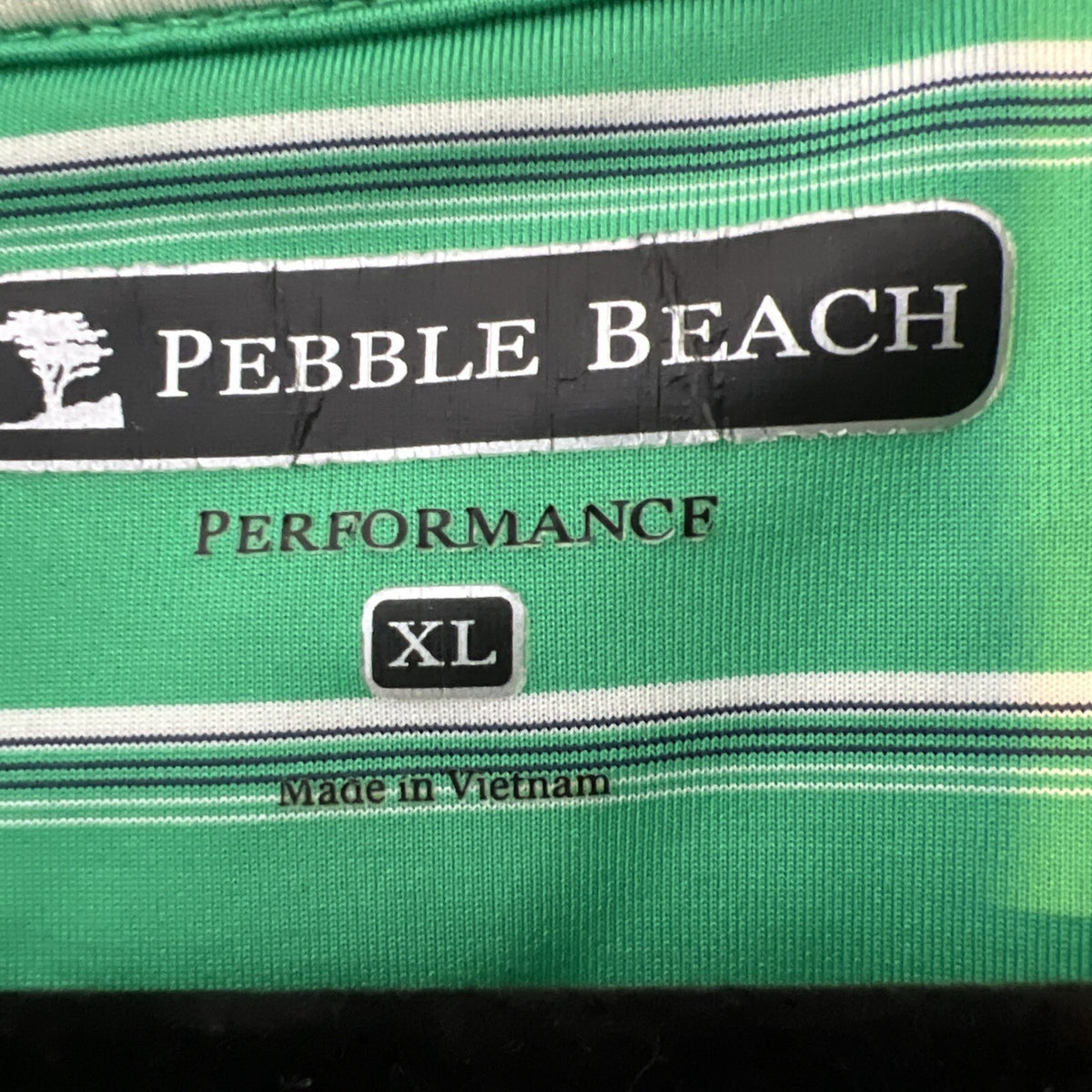 Pebble Beach Performance Golf Polo Green Stripped Print Mens XL Extra Large