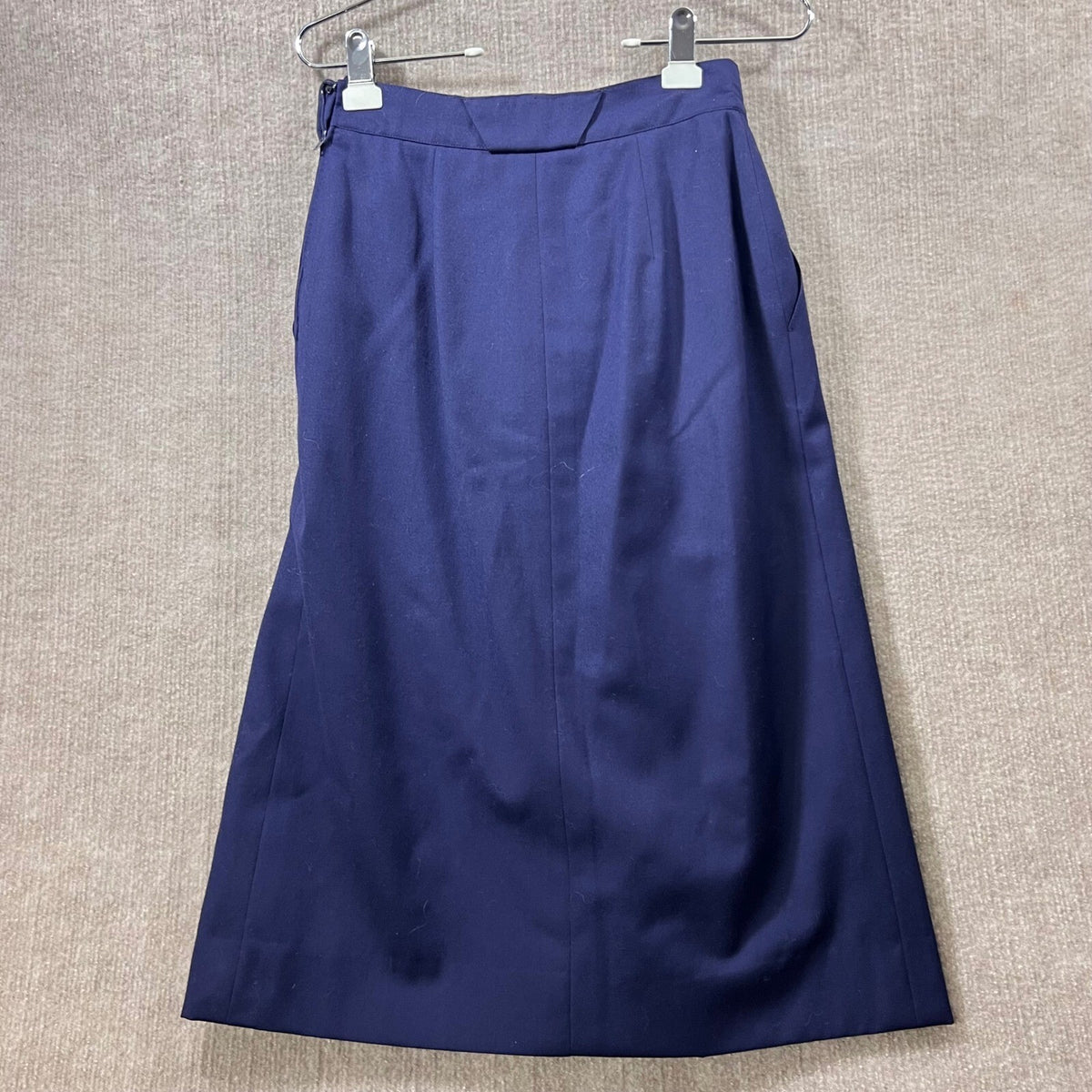 Les Copains Blue Wool Pleated Lined Midi Skirt Slit Pockets Made in Italy Size 2