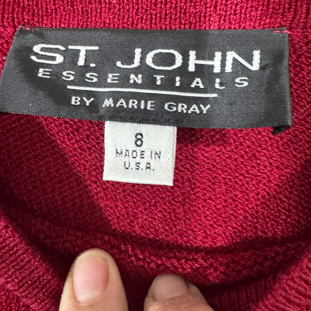 St John Knit Sweater Womens 8 Red Classic Lightweight Luxury Designer Top
