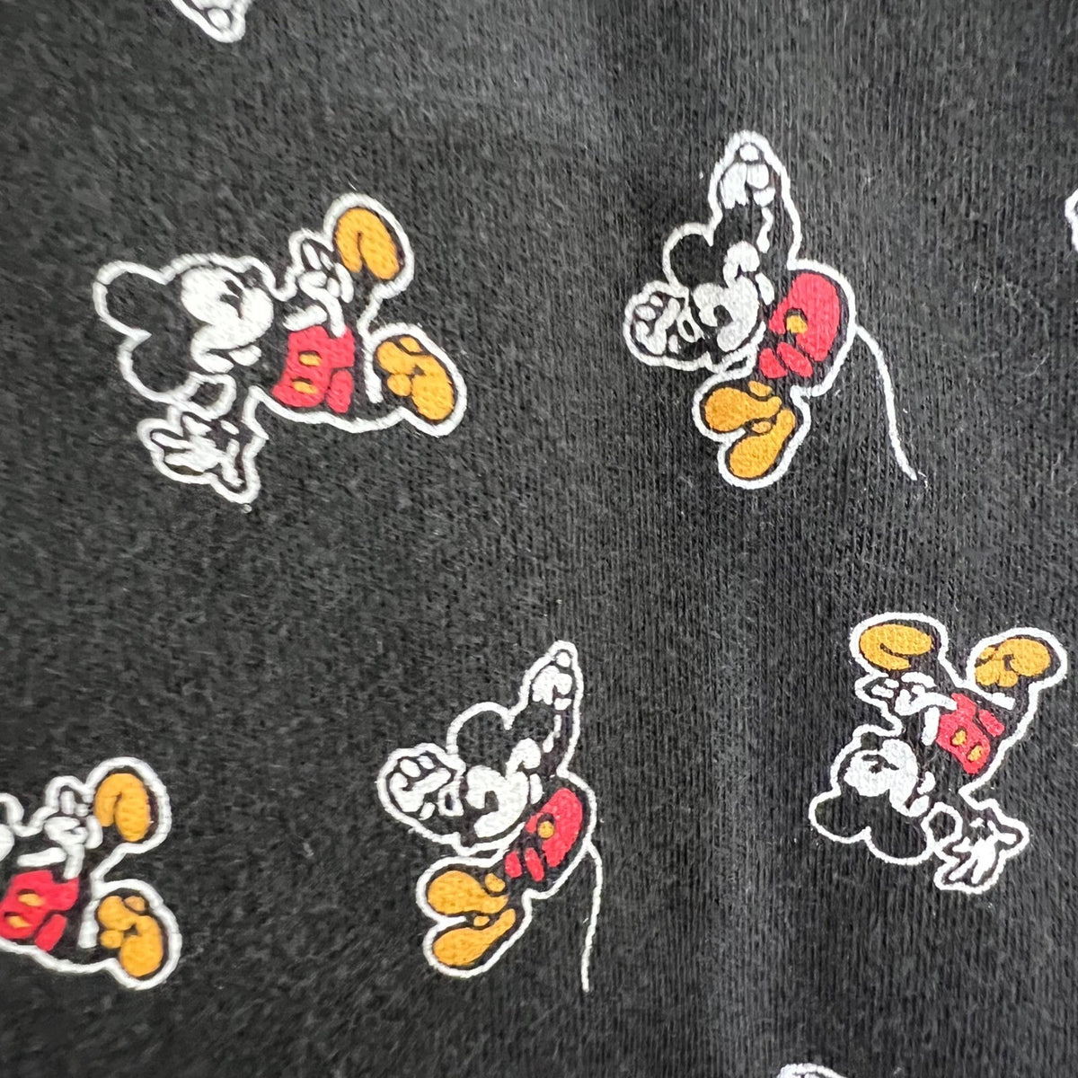 Vintage 90s Mickey & Co Turtleneck Top Womens Medium Black Mickey Mouse AOP