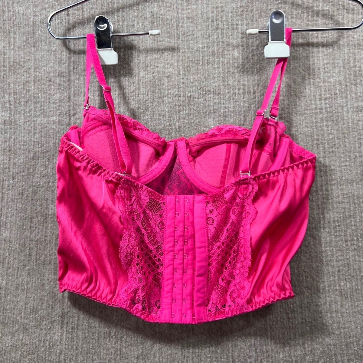 Urban Outfitters Pink Lace Satin Corset Bustier Top M M